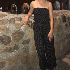 Poka dot strapless jumpsuit